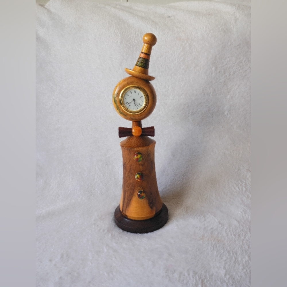 Whimsical Wooden Clock with Hat Design